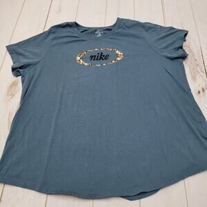 Nike large logo floral blue T shirt 2x